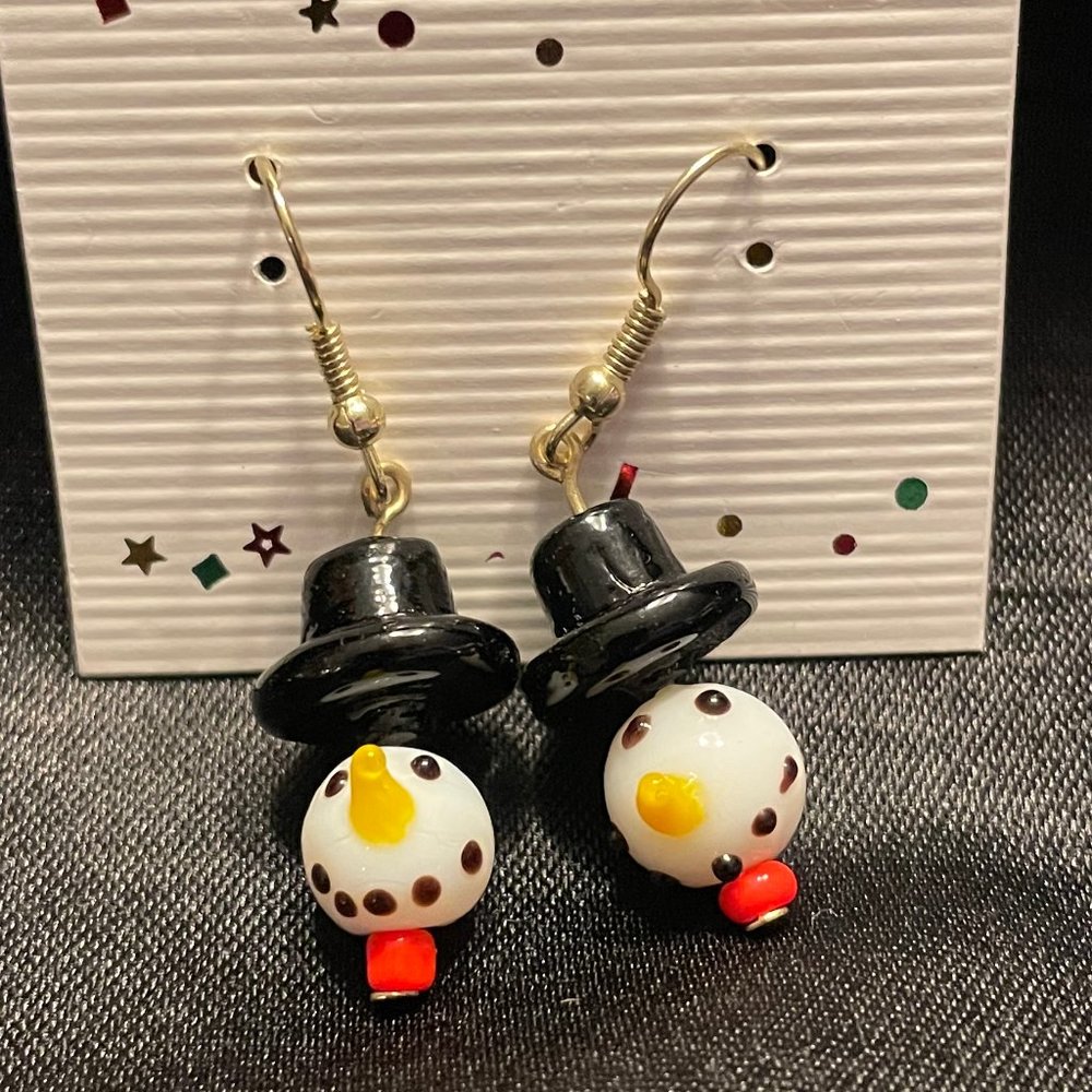 Snowman Earrings - handmade, new